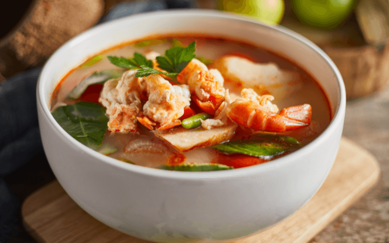 Image of a large bowl of Tom Yum Soup
