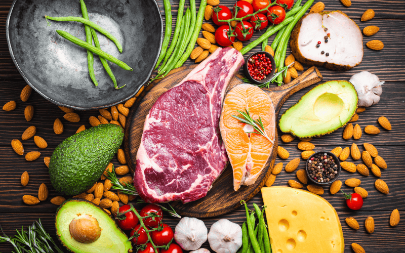 Essential Tips for Thriving on a Keto Lifestyle An image of a flat-lay of keto foods