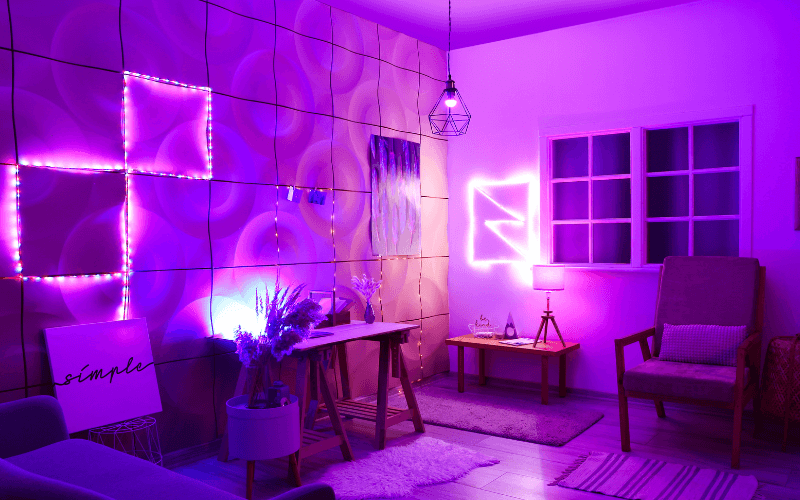 An image of room filled with colourful lights