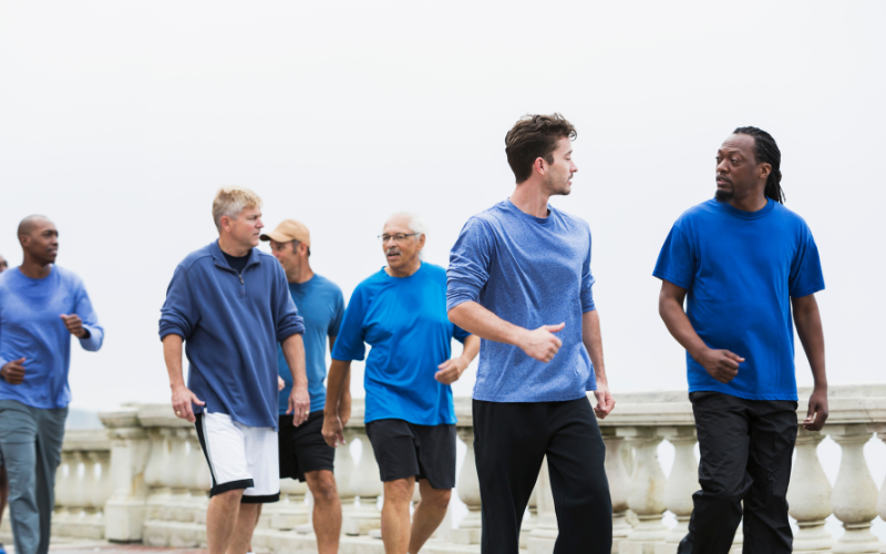 An image of a group brisk walking