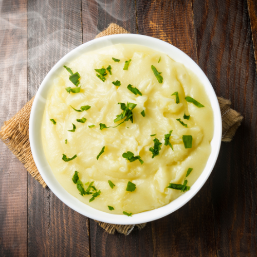 Small image of a bowl of mashed potatoes made from protein powder