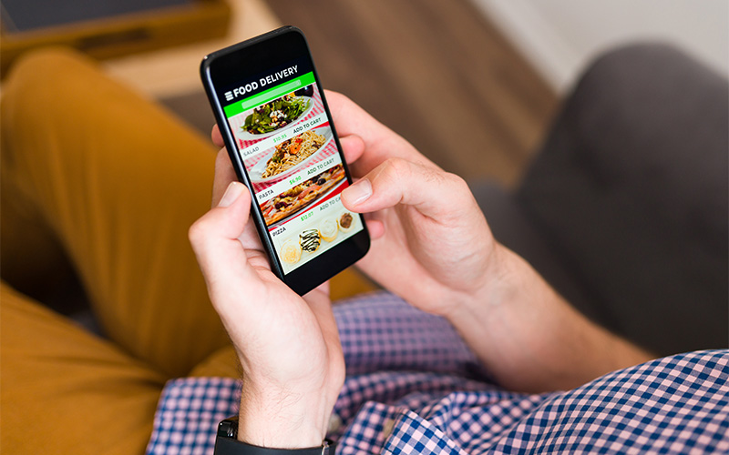 A smartphone displaying a food delivery app