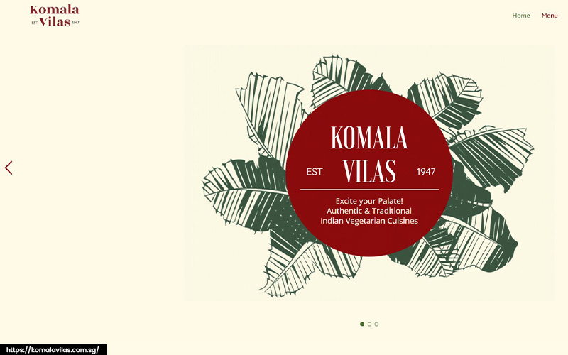 An image of Komala Vilas’ website.