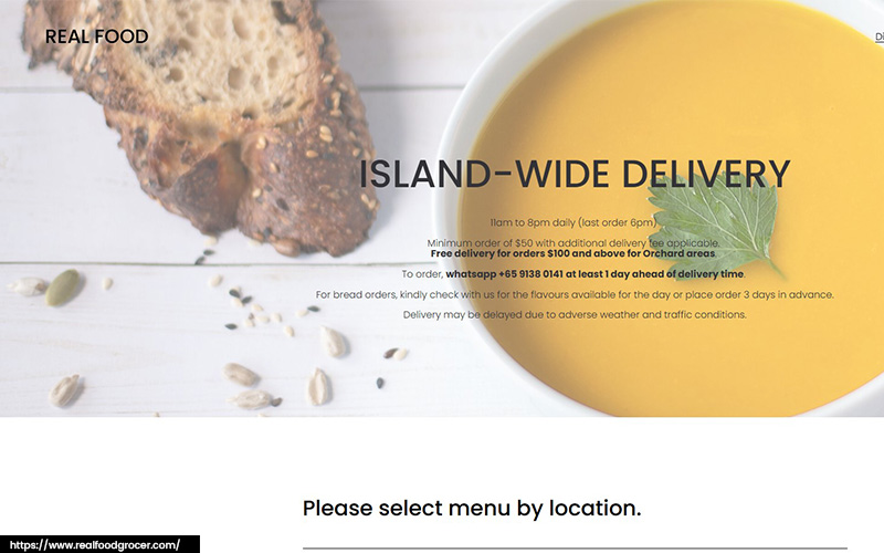 An image of Real Food’s website.