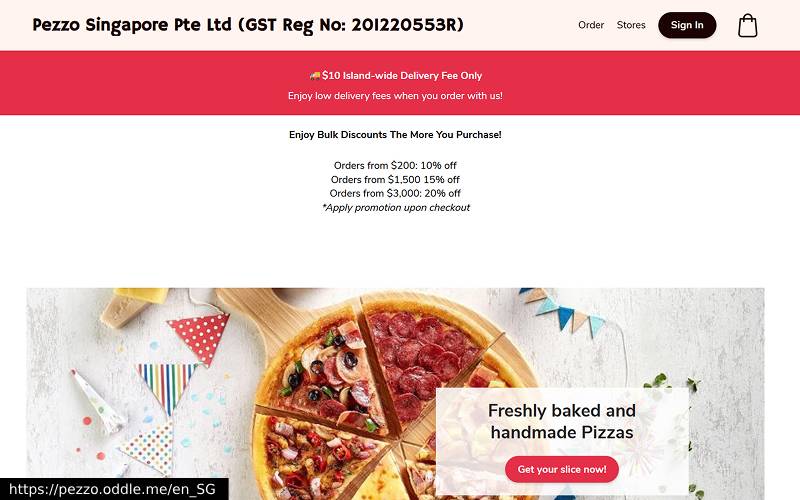 A screenshot of Pezzo’s website