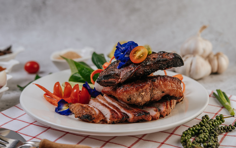 Image of a plate of cut steak
