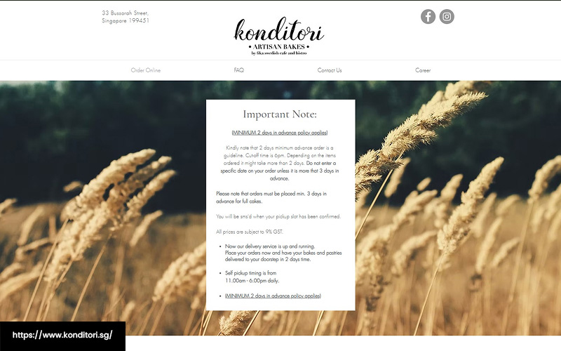 A screenshot of the website of Konditori