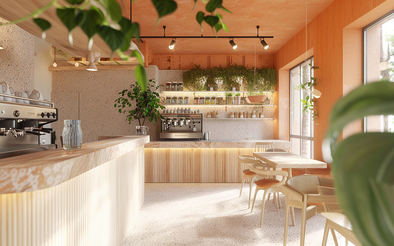 A stock photo of a small, well-designed cafe