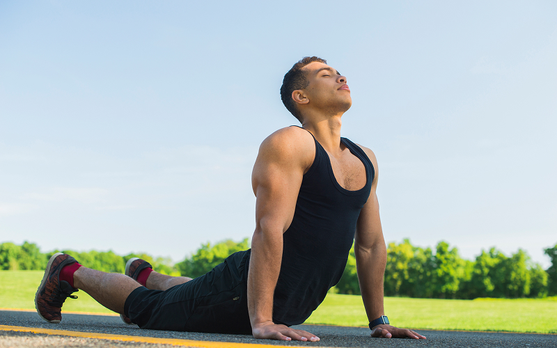 Image of a person stretching for a workout.