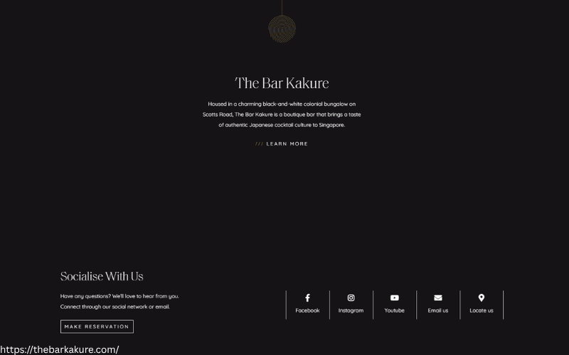 A screenshot of the website of The Bar Kakure.