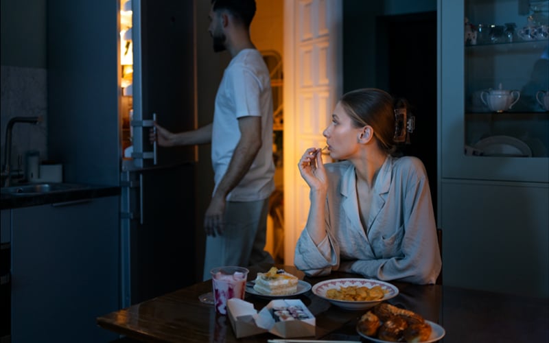 a late-night diner preparing food