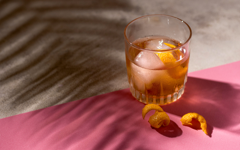 A close-up image of a cocktail drink