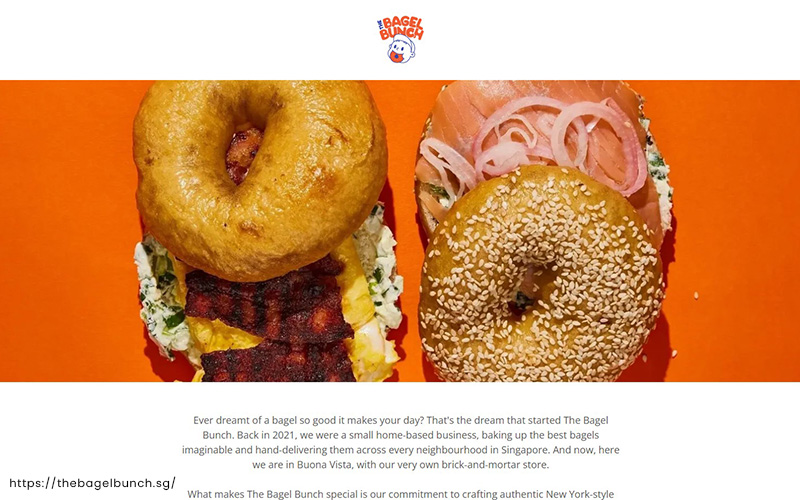 A screenshot of the website of The Bagel Bunch