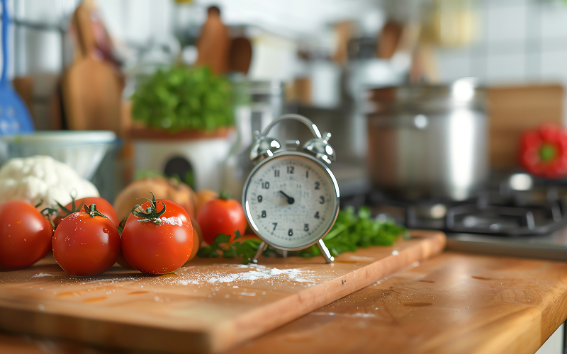 Image of a timer on a kitchen counter
