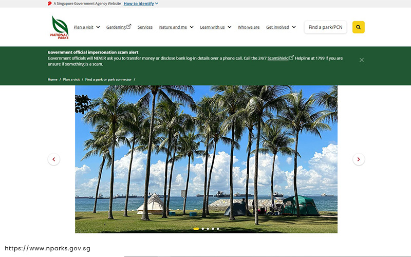 a page for East Coast Park from National Parks Board website